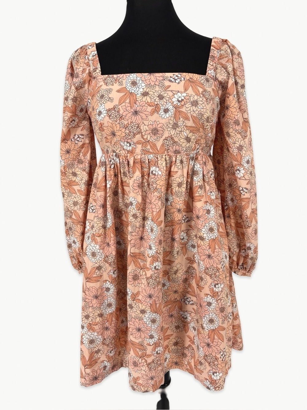 J.Crew Organic Cotton Poplin Squareneck Dress Size Small Zinnia Floral Coral
